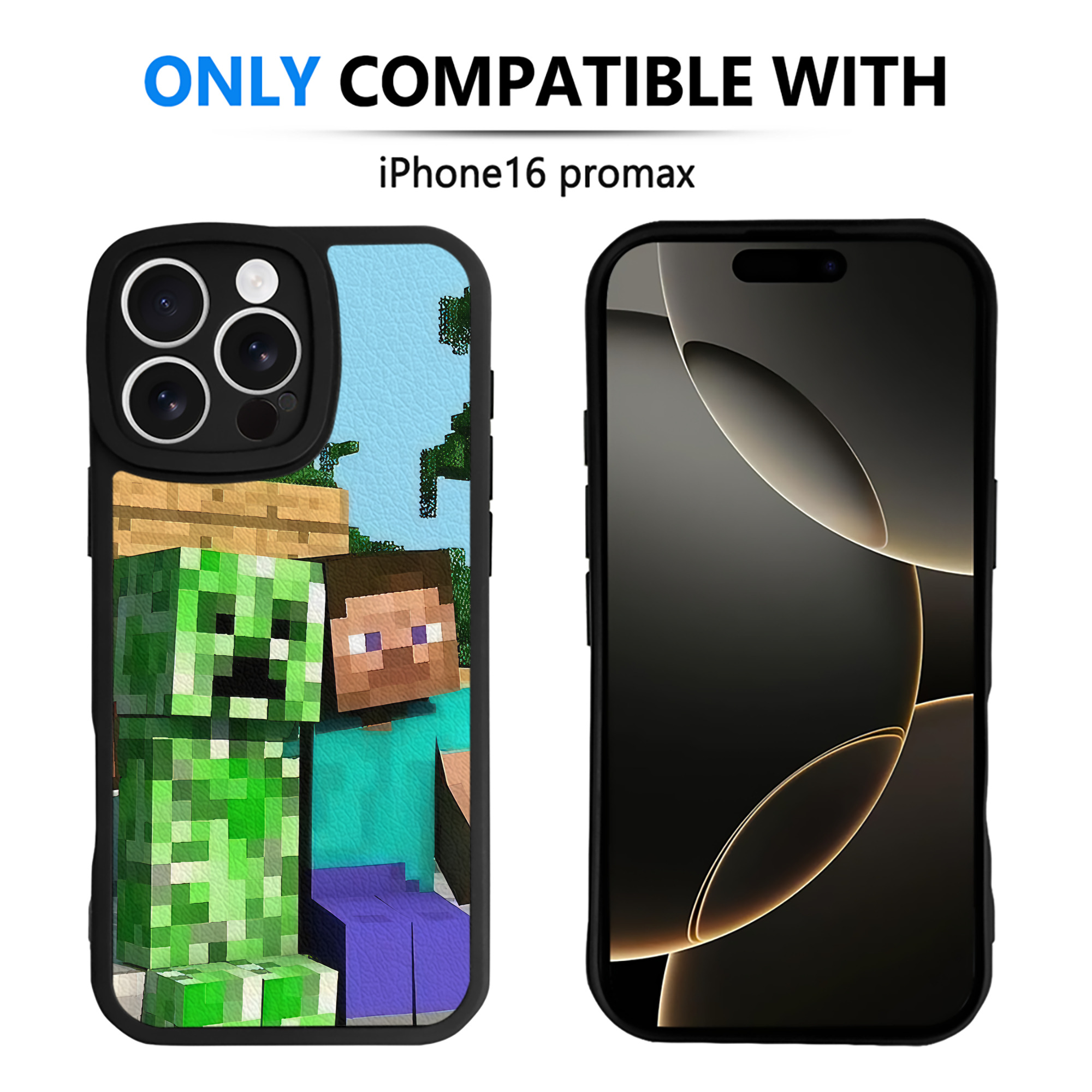 （画像用） マインクラフト ブロックの世界 Minecraft MC Block world 【iPhone 16シリーズ対応】シリコンスマホケース（レザー調） 材質：シリコン